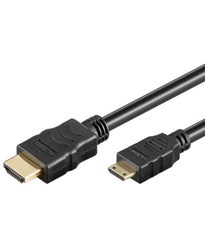 HDMI- miniHDMI ( C ) kaapeli, pituus 1.5m. Kullatut liittimet. High speed. - Tuotekuva
