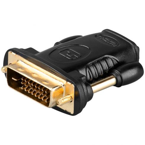 HDMI-naaras/DVI-D uros. Kullatut kontaktit. DVI-D Dual Link, 24+1    - Tuotekuva